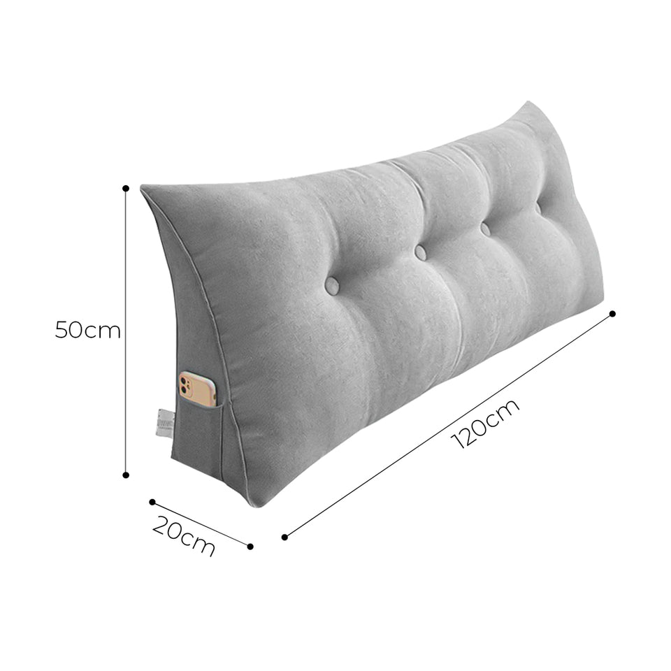 SOGA 120cm Silver Triangular Wedge Bed Pillow Headboard Backrest Bedside Tatami Cushion Home Decor