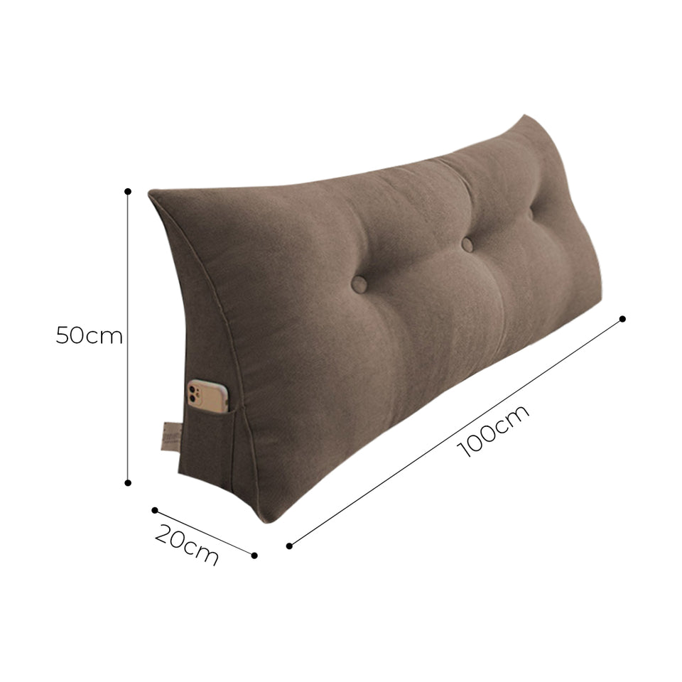 SOGA 100cm Coffee Triangular Wedge Bed Pillow Headboard Backrest Bedside Tatami Cushion Home Decor