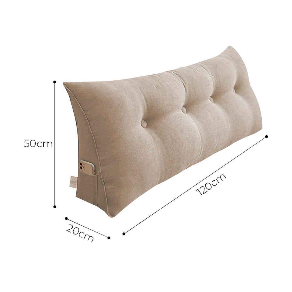SOGA 120cm Beige Triangular Wedge Bed Pillow Headboard Backrest Bedside Tatami Cushion Home Decor