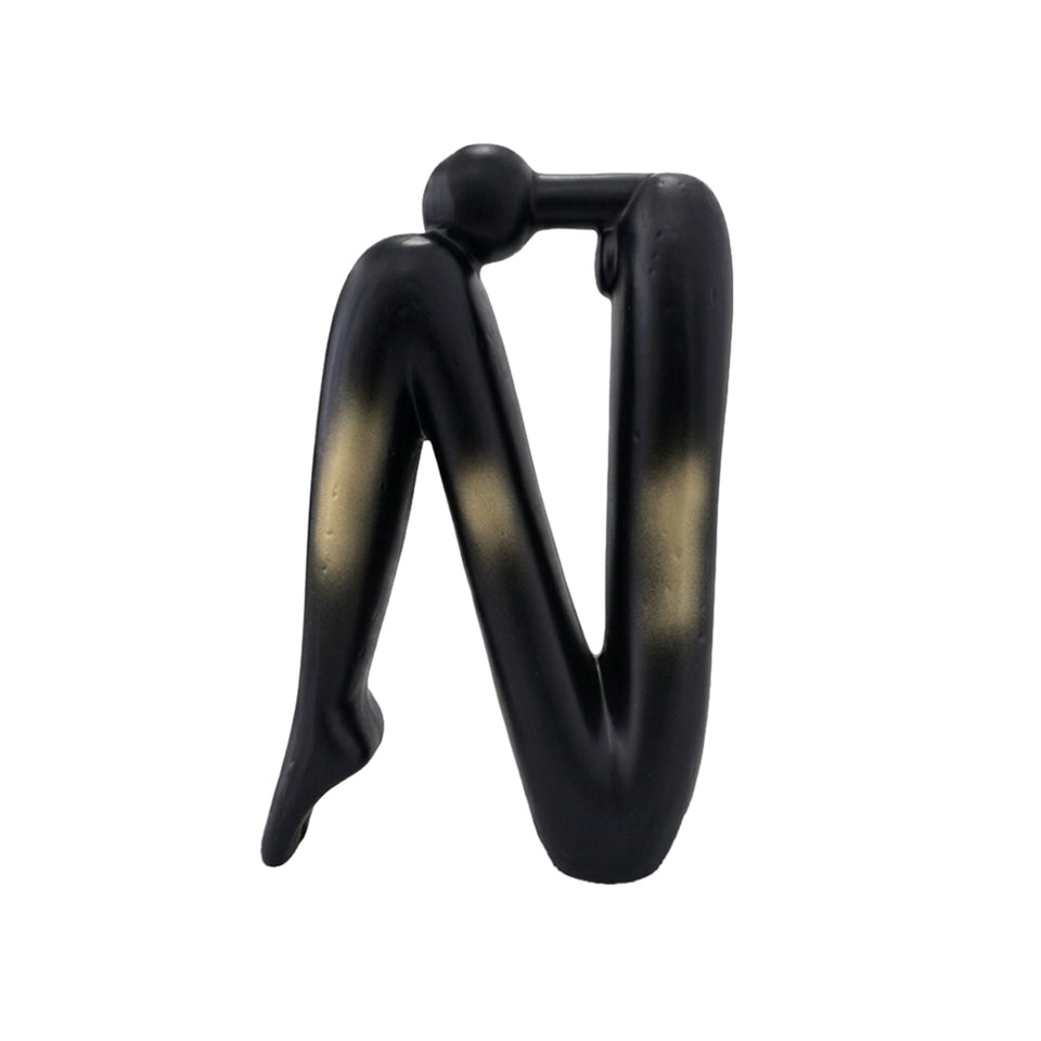 SOGA Black Gold Ceramic Ornament Modern Home Decor Set (13x6x20cm & 10x5x28cm)