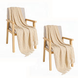 SOGA 2X Cream Polyester Throw Blanket Soft Cozy Sofa Bed