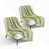 SOGA 2X 150x200cm Light Green Flannel Polyester Throw Blanket