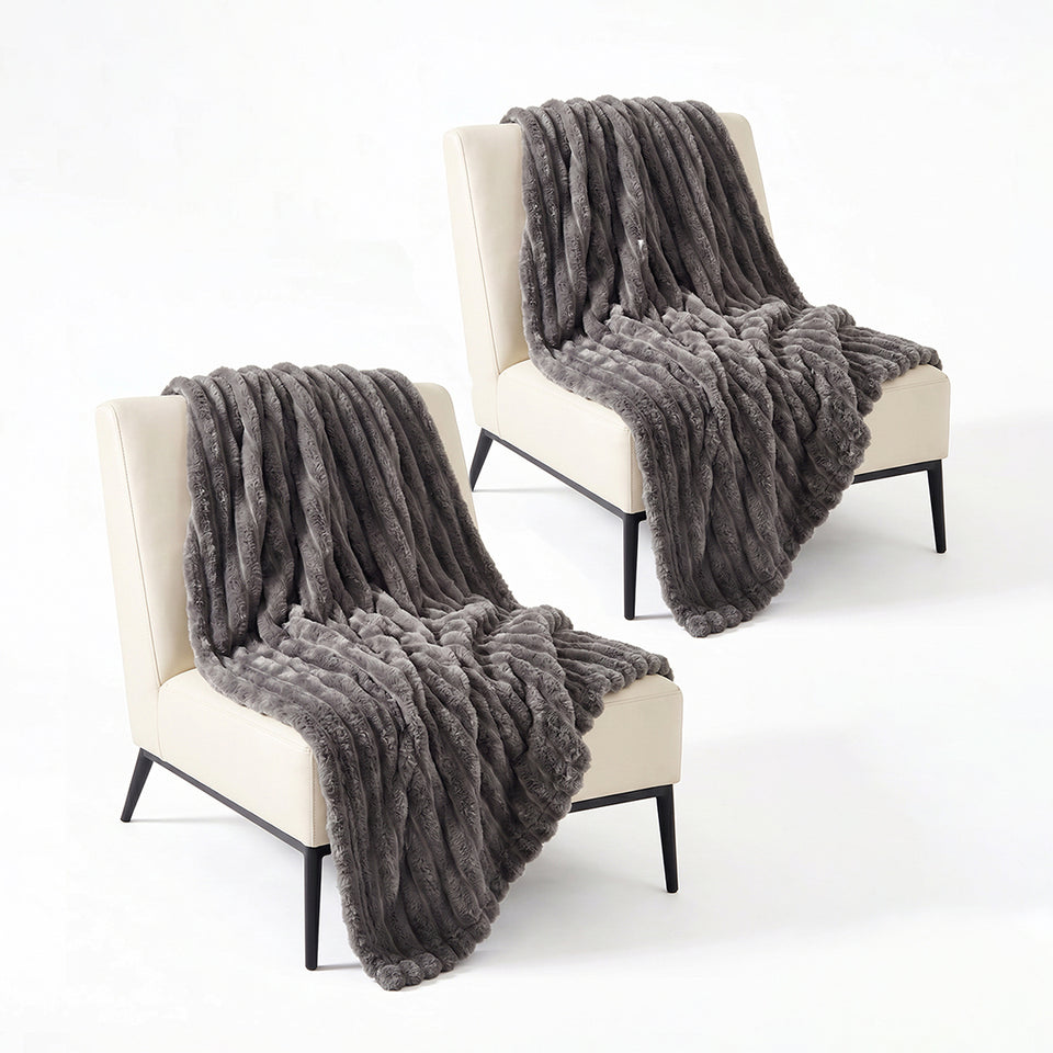 SOGA 2X 150x200cm Grey Flannel Polyester Throw Blanket