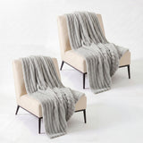 SOGA 2X 230x200cm Silver Flannel Polyester Throw Blanket