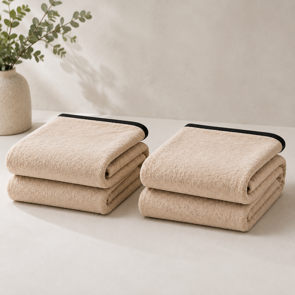 SOGA 2X 230x200cm Biege Flannel Polyester Throw Blanket