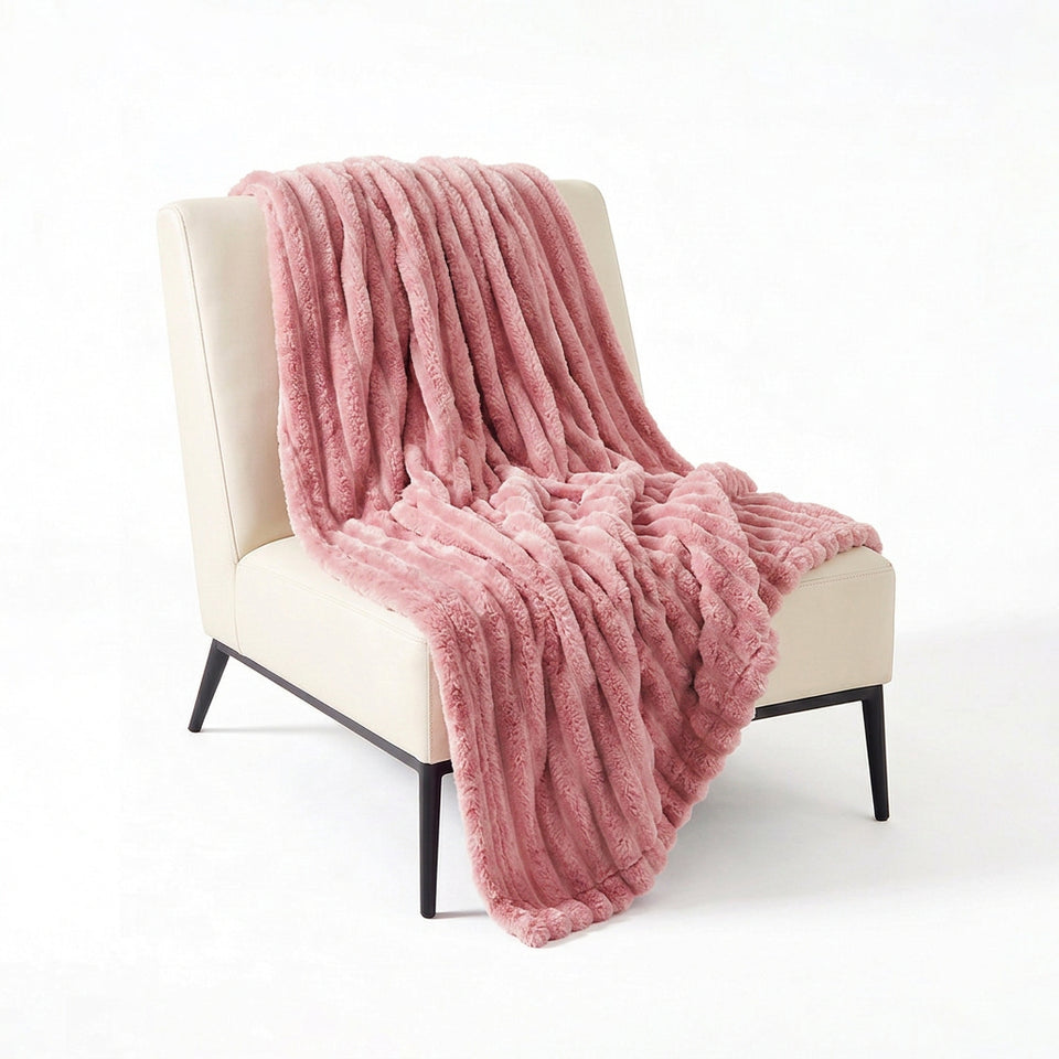 SOGA 150x200cm Pink Flannel Polyester Throw Blanket