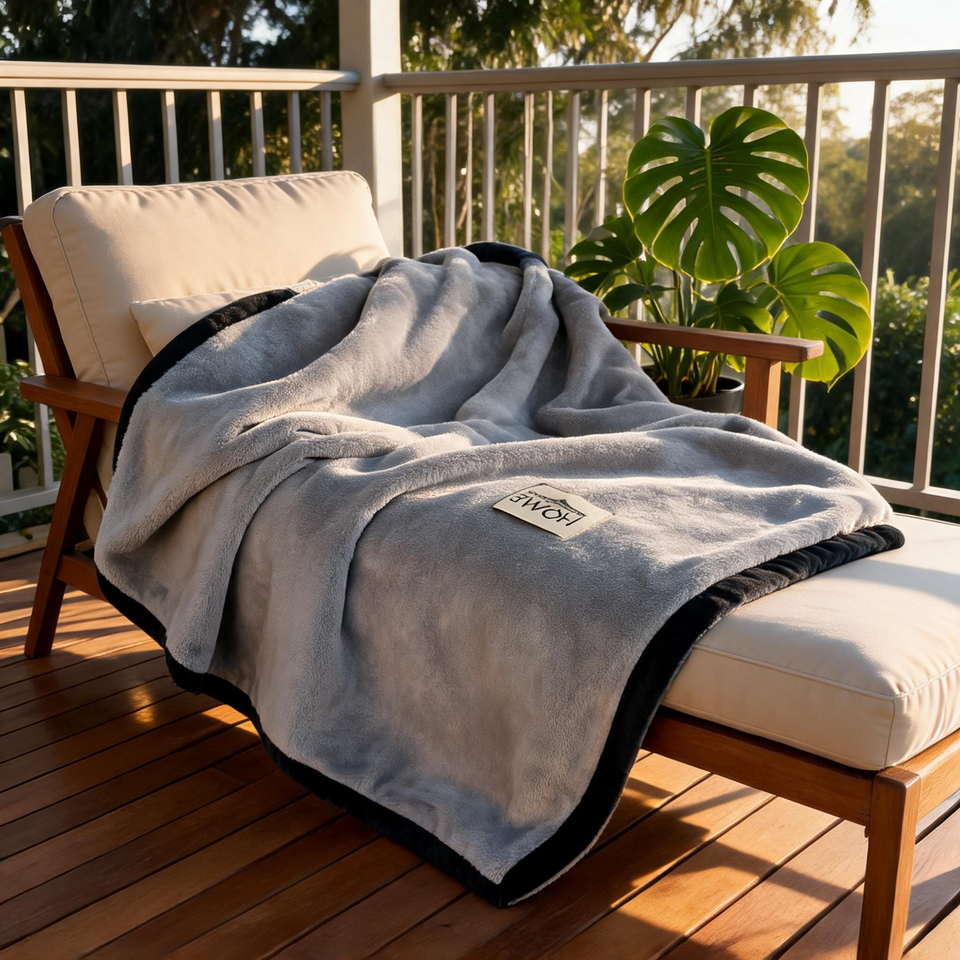 SOGA 230x200cm Silver Flannel Polyester Throw Blanket