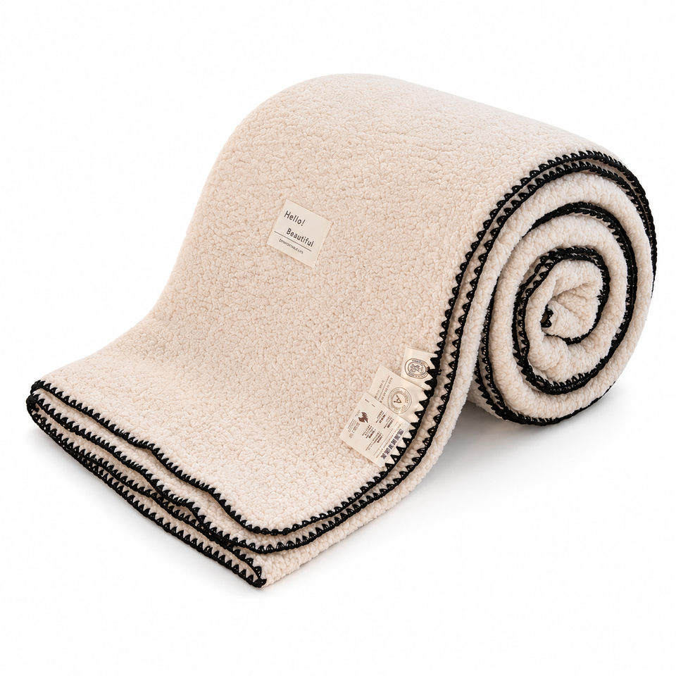 SOGA 230x200cm Peach Flannel Polyester Throw Blanket