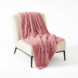 SOGA 230x200cm Pink Flannel Polyester Throw Blanket