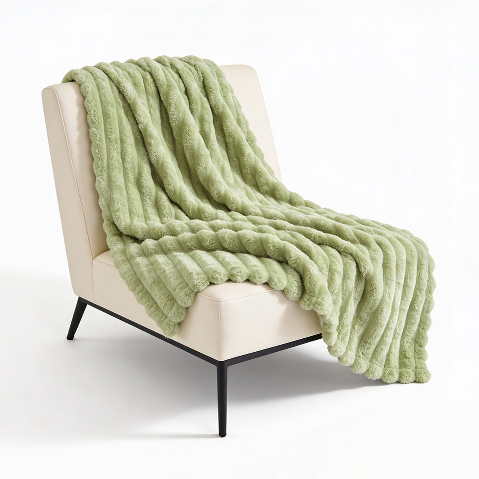 SOGA 230x200cm Light Green Flannel Polyester Throw Blanket
