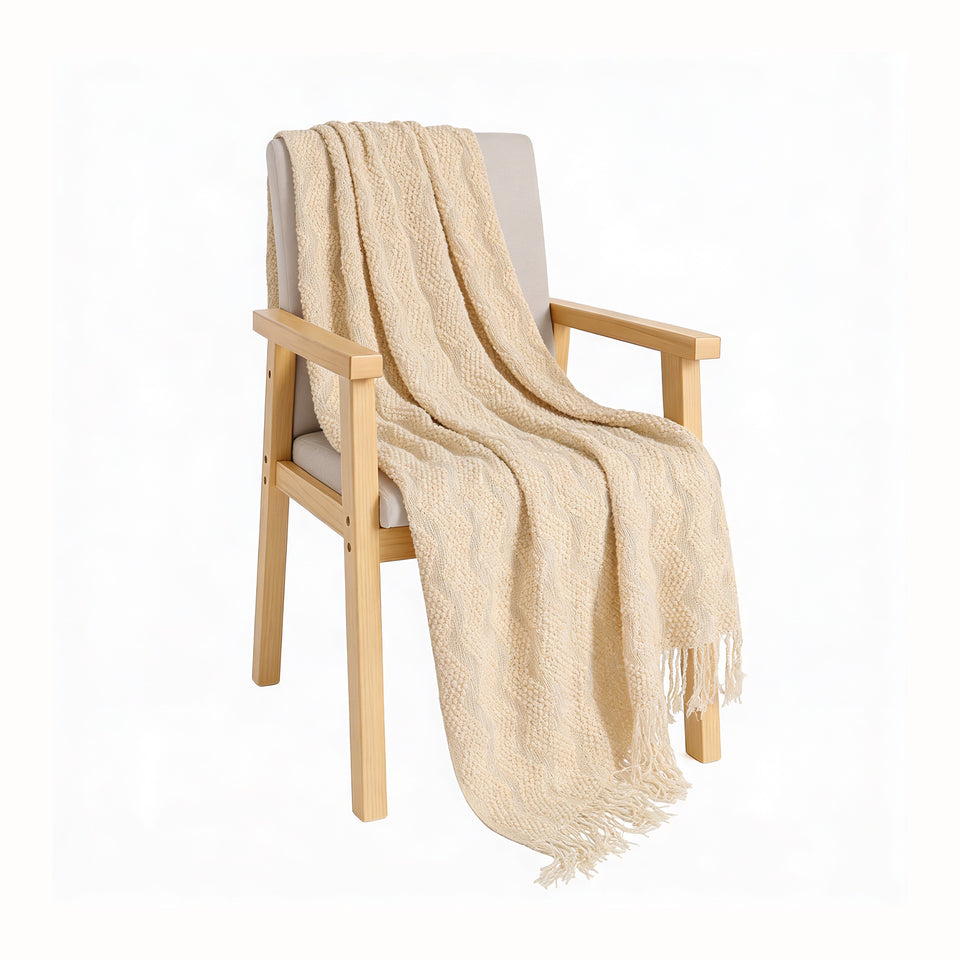 SOGA Cream Polyester Throw Blanket Soft Cozy Sofa Bed