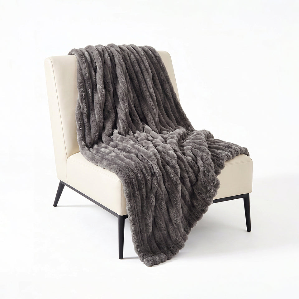 SOGA 230x200cm Grey Flannel Polyester Throw Blanket