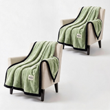 SOGA 2X 230x200cm Green Flannel Polyester Throw Blanket