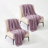 SOGA 2X 150x200cm Purple Flannel Polyester Throw Blanket