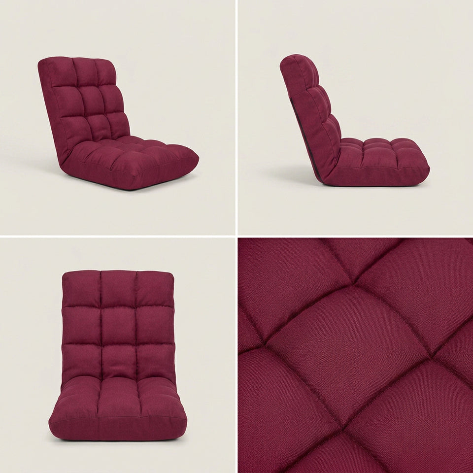 SOGA 2X Burgundy Flannel Lounge Chair Cushion Soft Comfortable Seat Pad