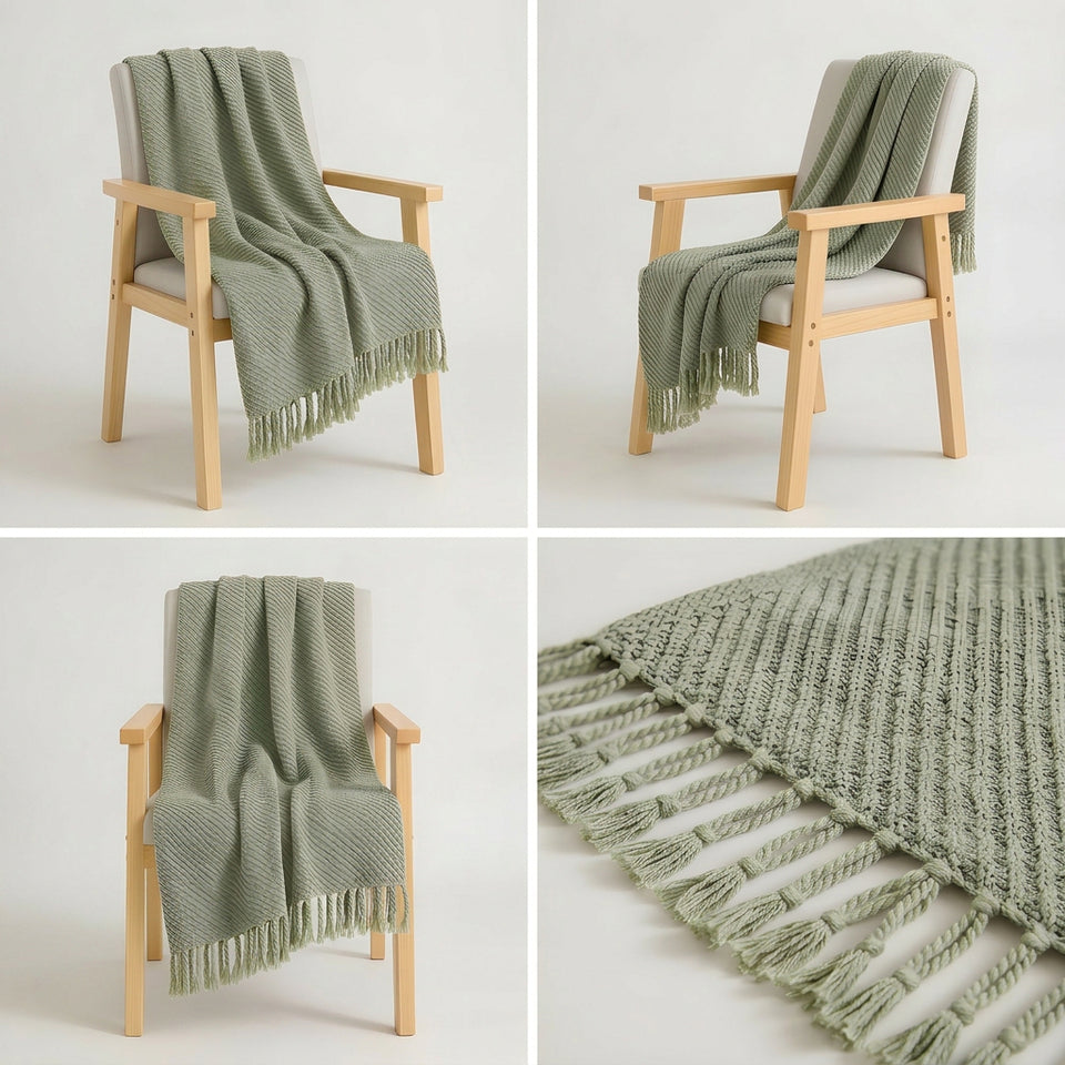 SOGA Sage Green Polyester Throw Blanket 45x35x12cm Soft Cozy Sofa Bed