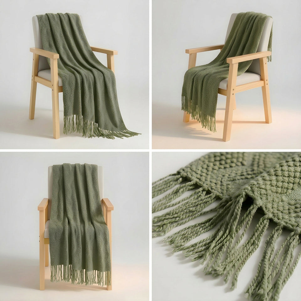 SOGA 2X Green Polyester Throw Blanket Soft Cozy Sofa Bed