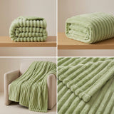 SOGA 150x200cm Light Green Flannel Polyester Throw Blanket