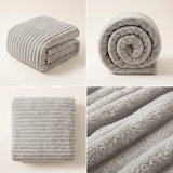 SOGA 2X150x200cm Silver Flannel Polyester Throw Blanket
