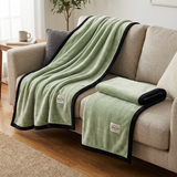 SOGA 2X 230x200cm Green Flannel Polyester Throw Blanket