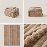 SOGA 2X 230x200cm Light Coffee Flannel Polyester Throw Blanket