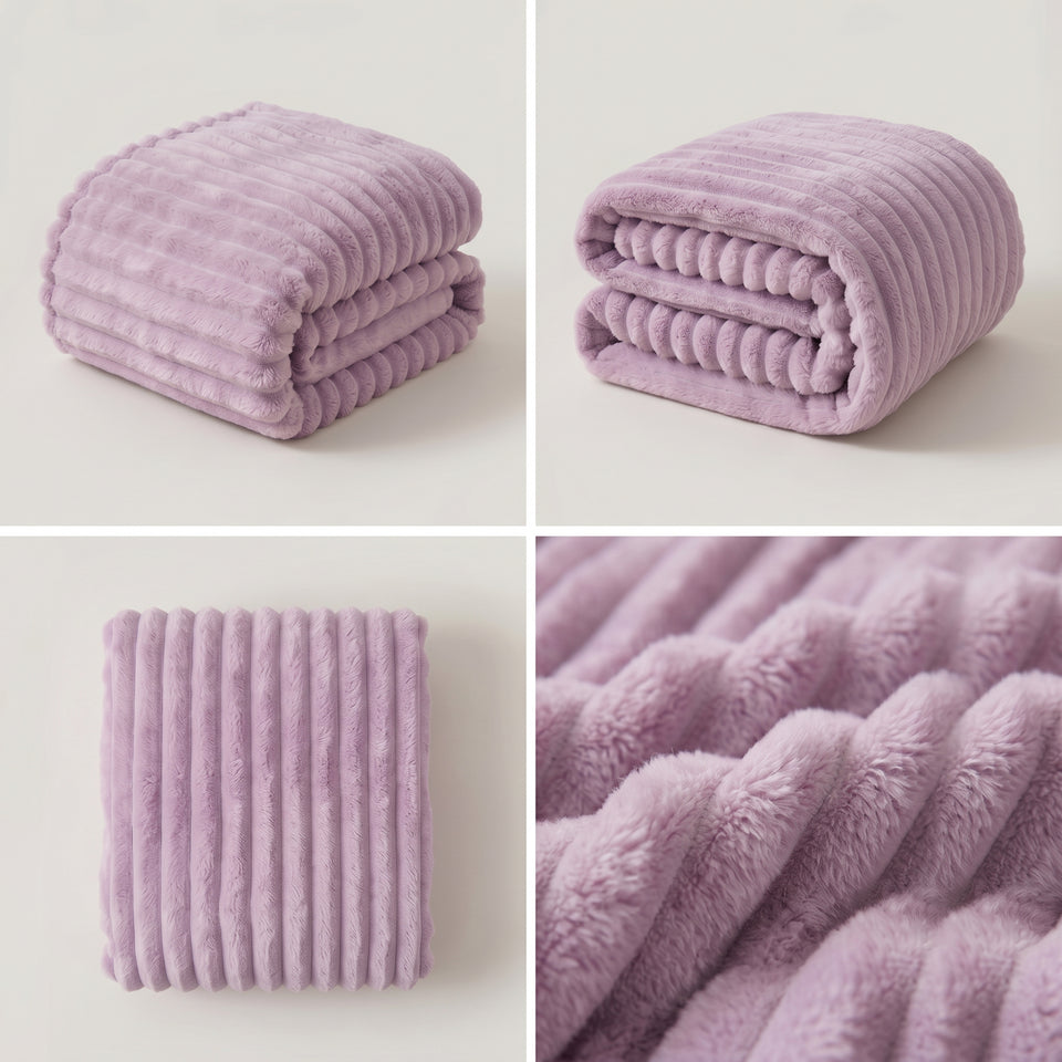 SOGA 230x200cm Purple Flannel Polyester Throw Blanket