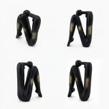 SOGA Black Gold Ceramic Ornament Modern Home Decor Set (13x6x20cm & 10x5x28cm)