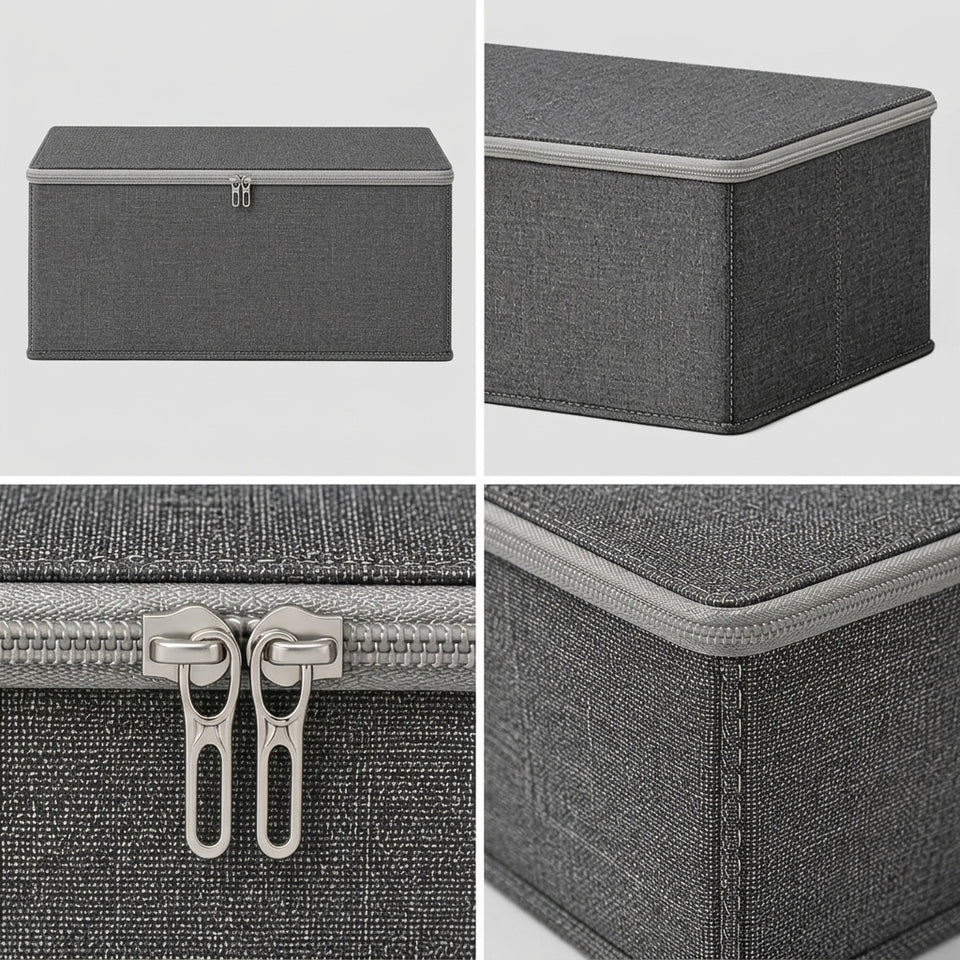 SOGA (30x20x13cm) Grey Fabric Storage Box Home Organizer (Small)