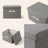 SOGA (40x30x25cm) Grey 30L Fabric Storage Box Organizer