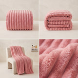 SOGA 2X 230x200cm Pink Flannel Polyester Throw Blanket