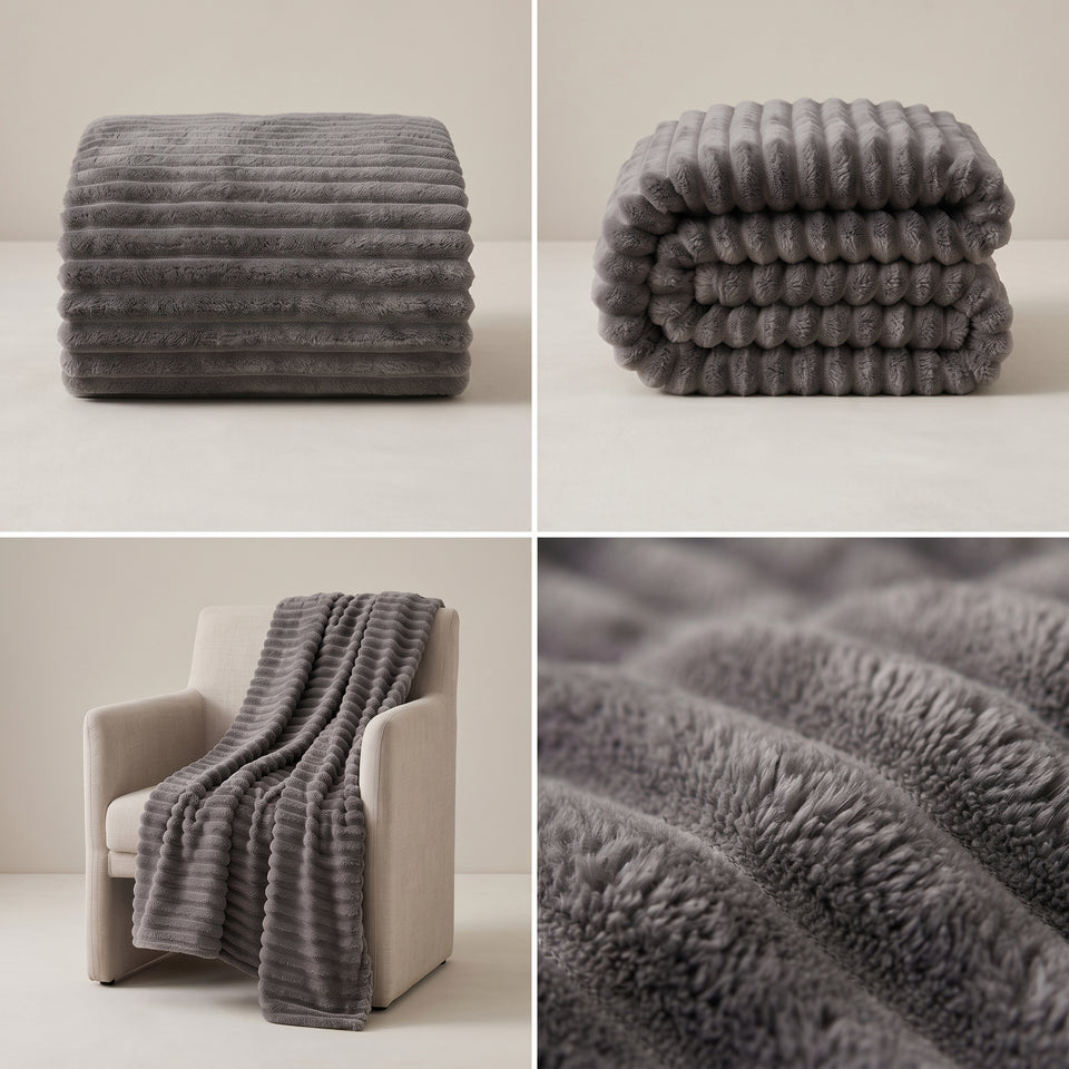 SOGA 230x200cm Grey Flannel Polyester Throw Blanket