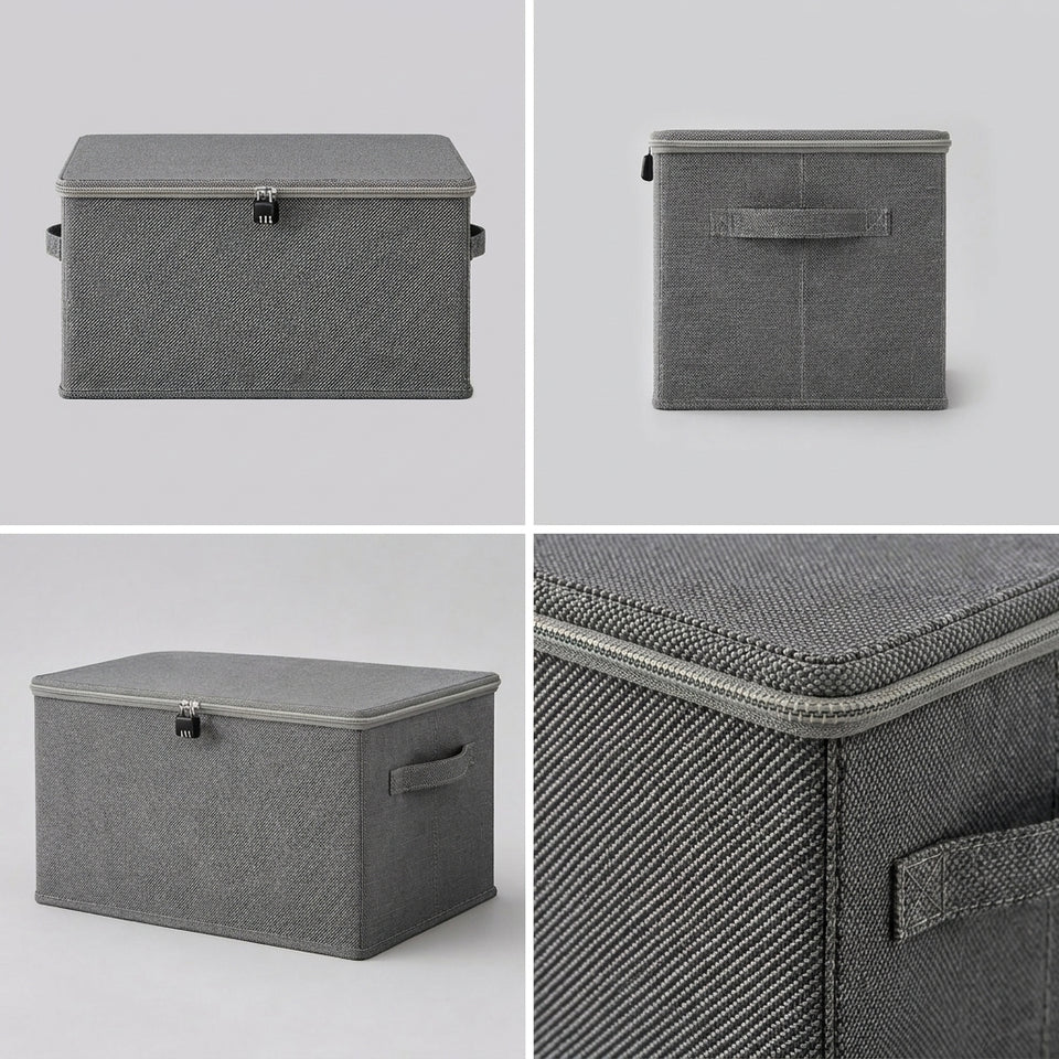 SOGA (40x30x20cm) Grey Fabric Storage Box Home Organizer ( Large)