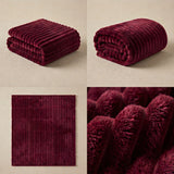SOGA 230x200cm Burgundy Flannel Polyester Throw Blanket