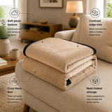 SOGA 2X 230x200cm Biege Flannel Polyester Throw Blanket