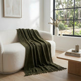 SOGA Army Green Polyester Throw Blanket Soft Cozy Sofa Bed