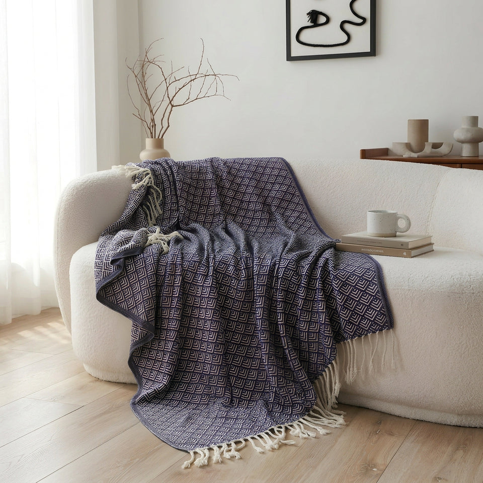 SOGA 2X Deep Navy Throw Blanket 127x170cm Soft Polyester Cozy Sofa