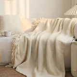 SOGA 2X Beige Polyester Throw Blanket Soft Cozy Sofa Bed