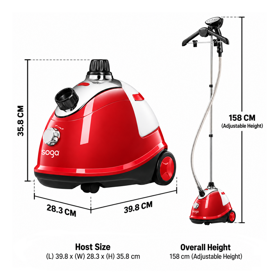 SOGA 2X Garment Steamer Portable Cleaner Steam Iron Red