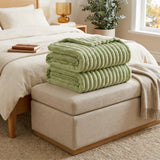 SOGA 2X 150x200cm Light Green Flannel Polyester Throw Blanket
