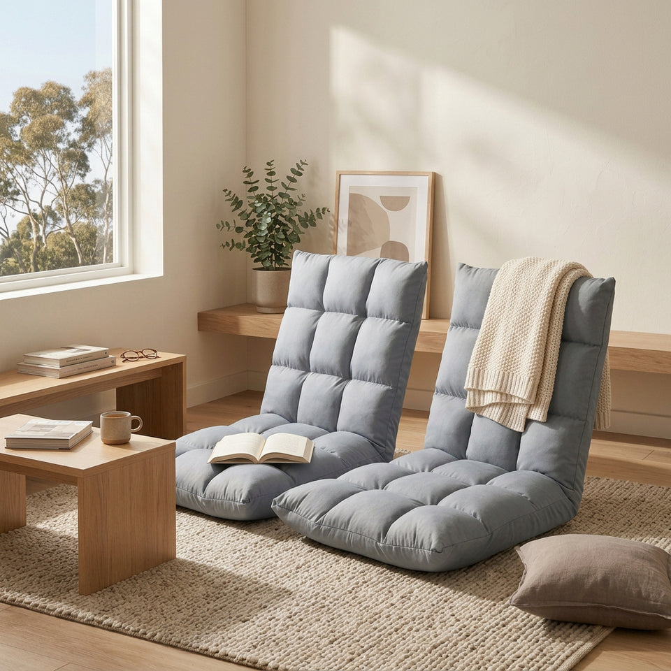 SOGA 2X Light Grey Flannel Lounge Chair Cushion Soft Comfortable Seat Pad