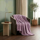 SOGA 150x200cm Purple Flannel Polyester Throw Blanket