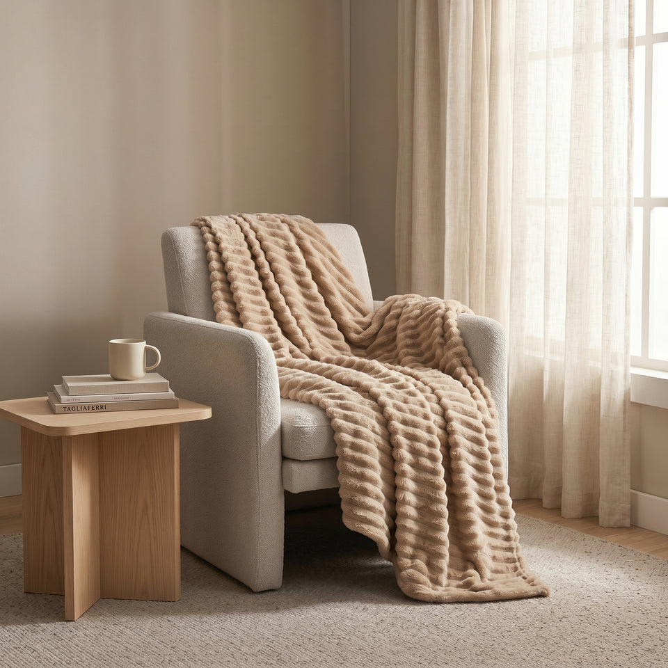 SOGA 150x200cm Light Coffee Flannel Polyester Throw Blanket