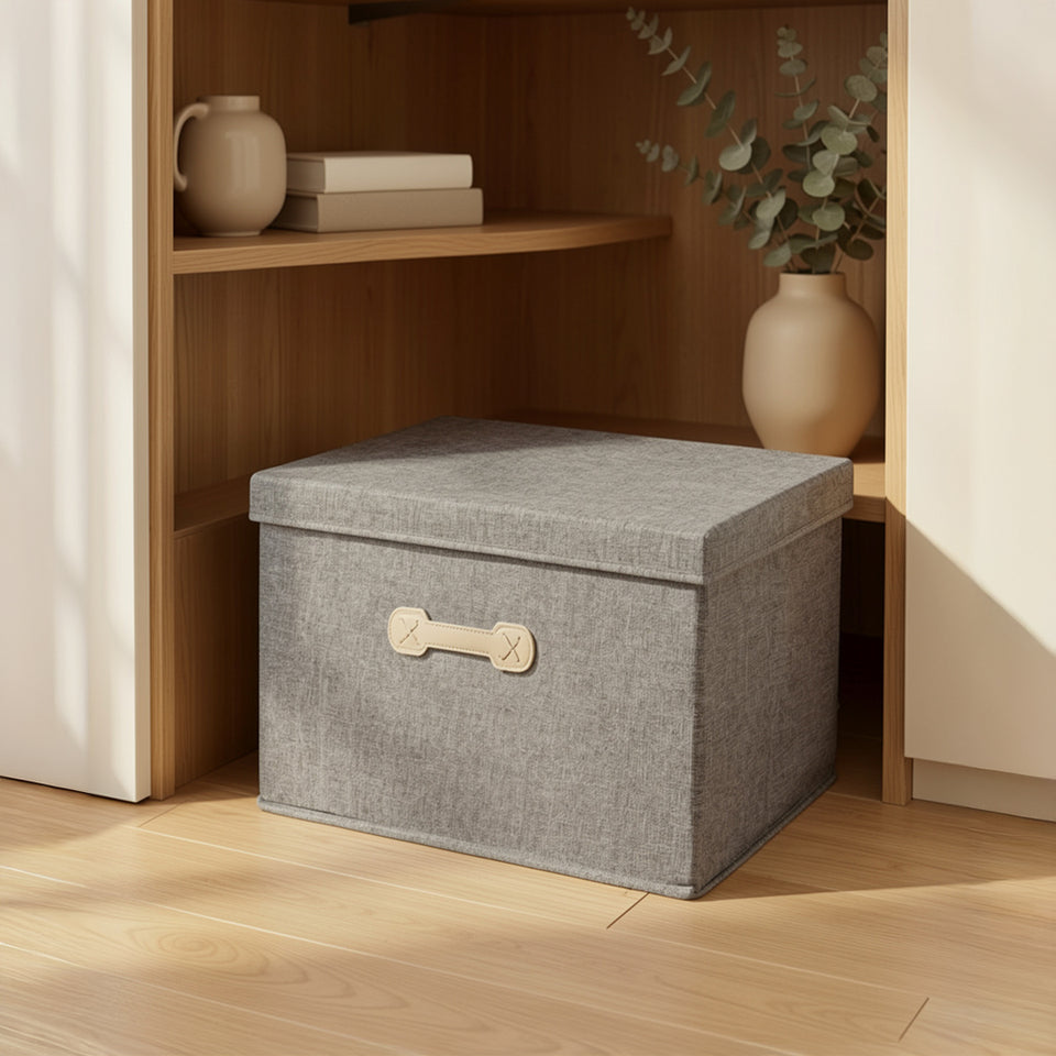 SOGA (40x30x25cm) Grey 30L Fabric Storage Box Organizer