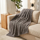 SOGA 230x200cm Grey Flannel Polyester Throw Blanket