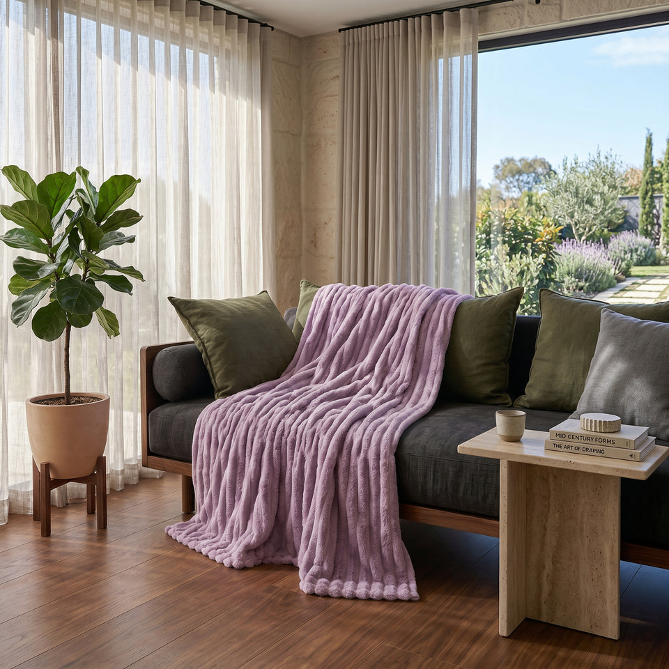 SOGA 230x200cm Purple Flannel Polyester Throw Blanket
