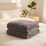SOGA 2X 230x200cm Grey Flannel Polyester Throw Blanket