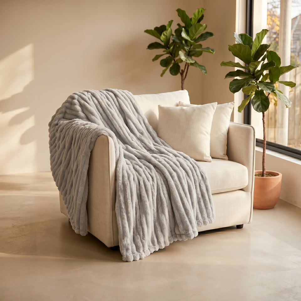 SOGA 150x200cm Silver Flannel Polyester Throw Blanket
