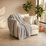 SOGA 150x200cm Silver Flannel Polyester Throw Blanket