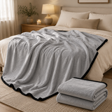 SOGA 2X 230x200cm Silver Flannel Polyester Throw Blanket