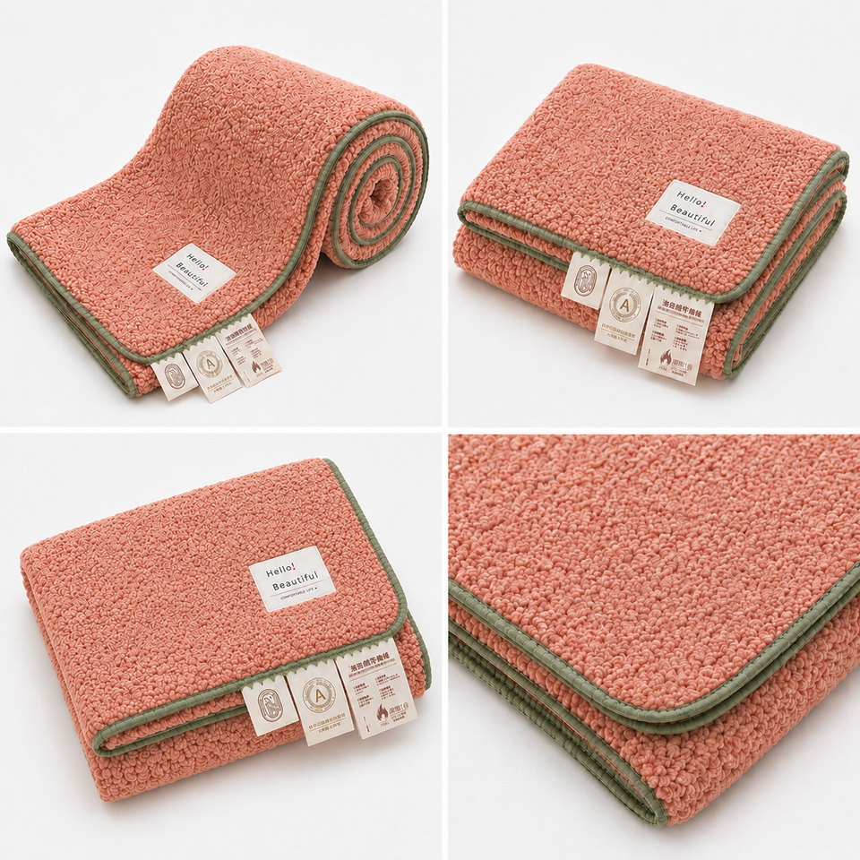 SOGA 230x200cm Pink Flannel Polyester Throw Blanket